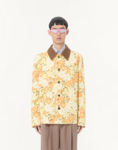 Valentino Shirt Jacket In Cotton Drill With Papier Floral Print