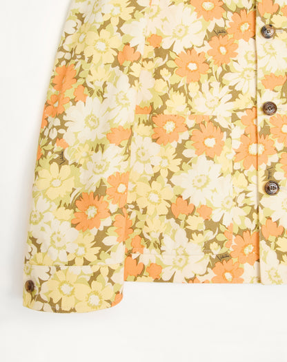 Valentino Shirt Jacket In Cotton Drill With Papier Floral Print