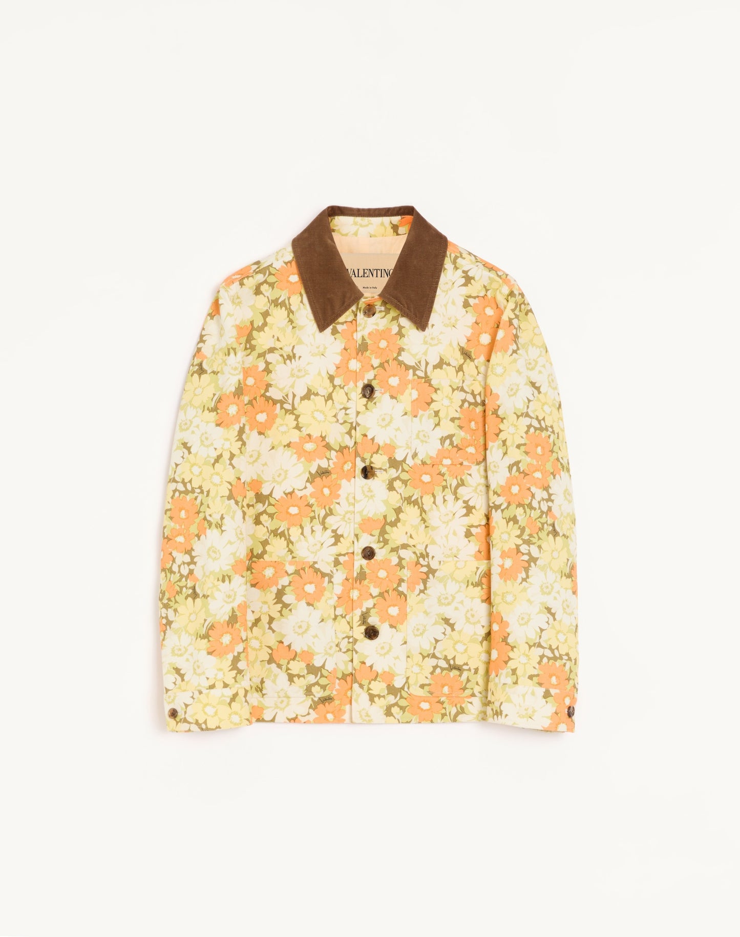 Valentino Shirt Jacket In Cotton Drill With Papier Floral Print