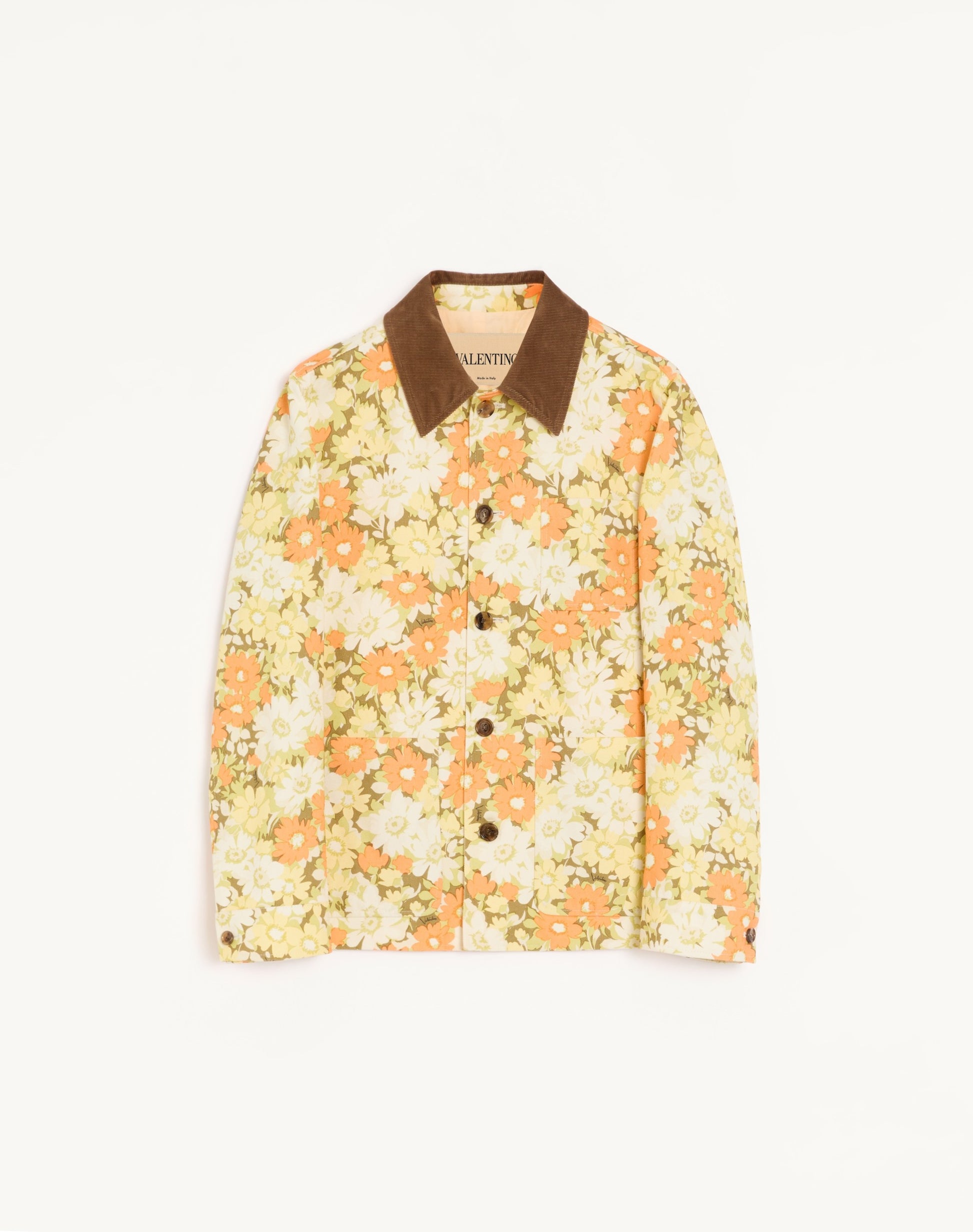 Valentino Shirt Jacket In Cotton Drill With Papier Floral Print