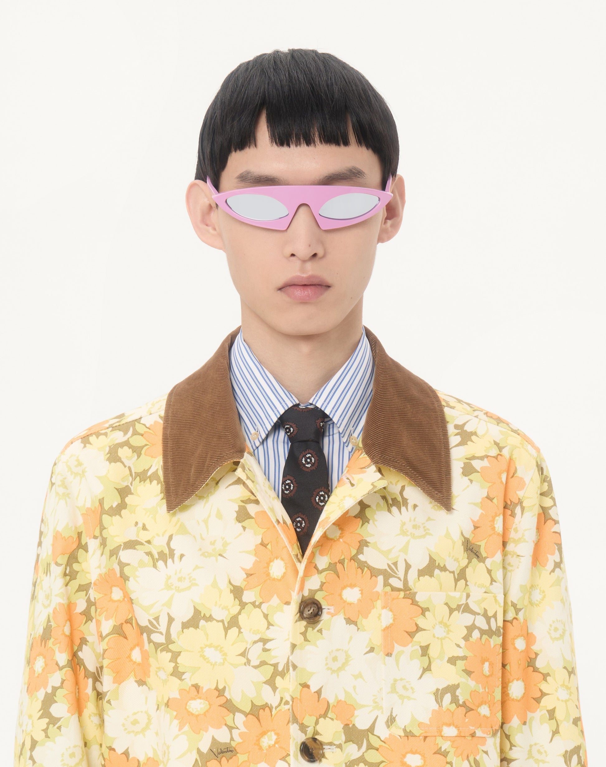 Valentino Shirt Jacket In Cotton Drill With Papier Floral Print