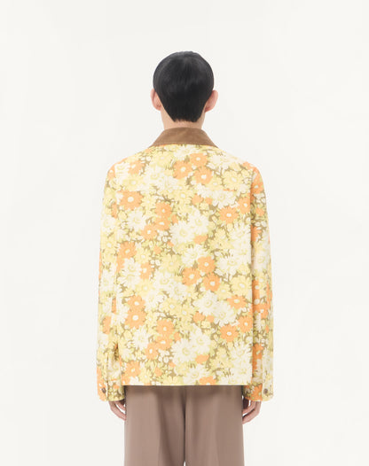 Valentino Shirt Jacket In Cotton Drill With Papier Floral Print