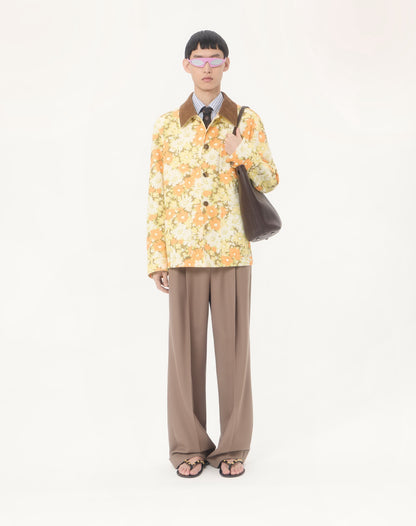 Valentino Shirt Jacket In Cotton Drill With Papier Floral Print
