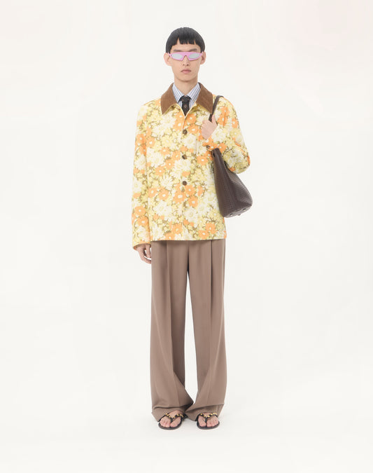 Valentino Shirt Jacket In Cotton Drill With Papier Floral Print