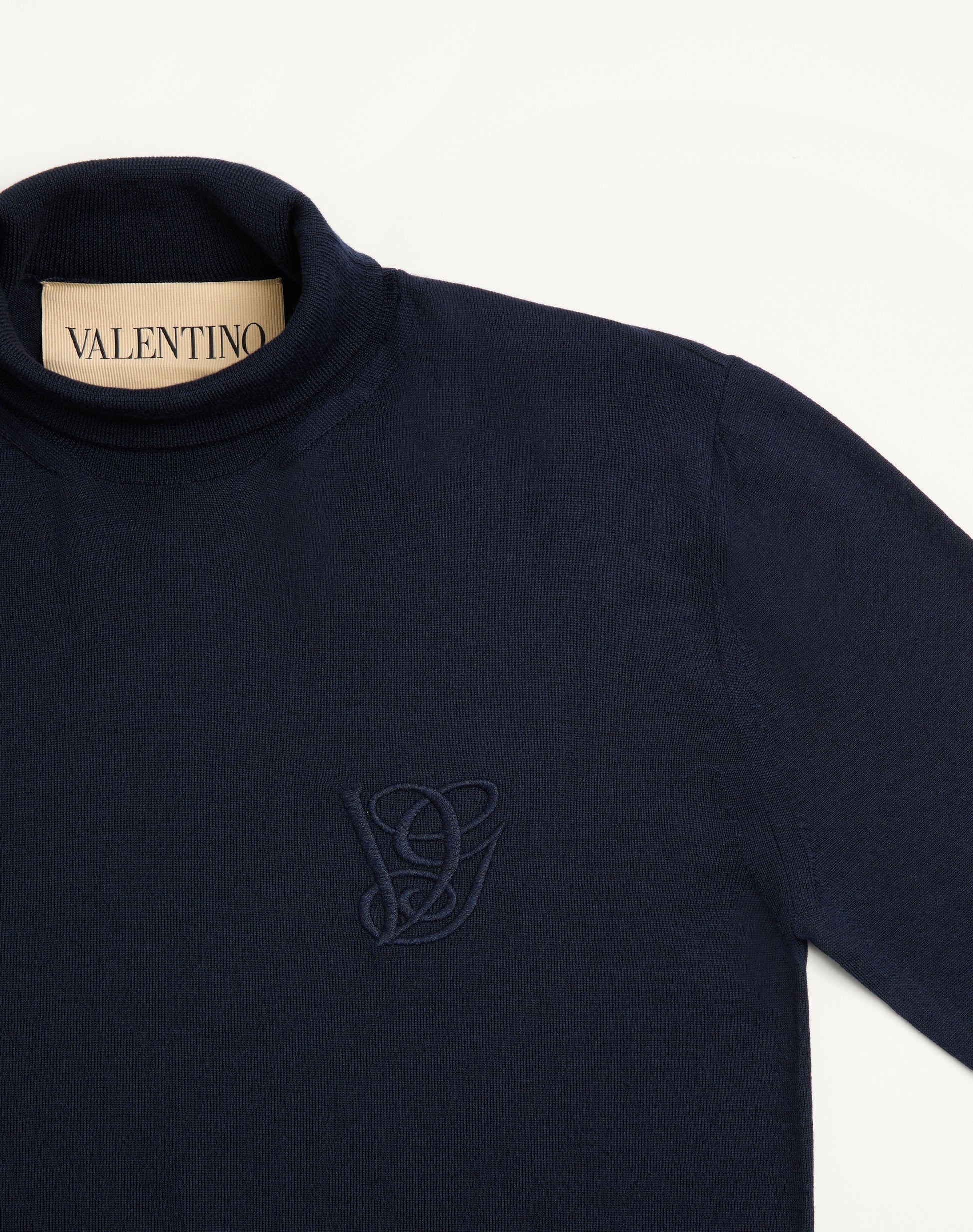 Valentino Wool High-neck Jumper With Vg Embroidery