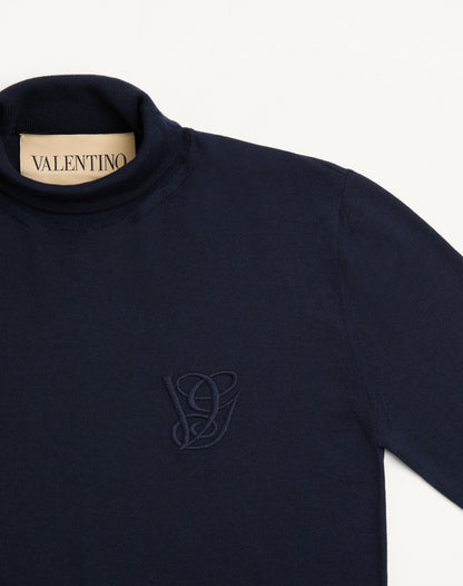Valentino Wool High-neck Jumper With Vg Embroidery