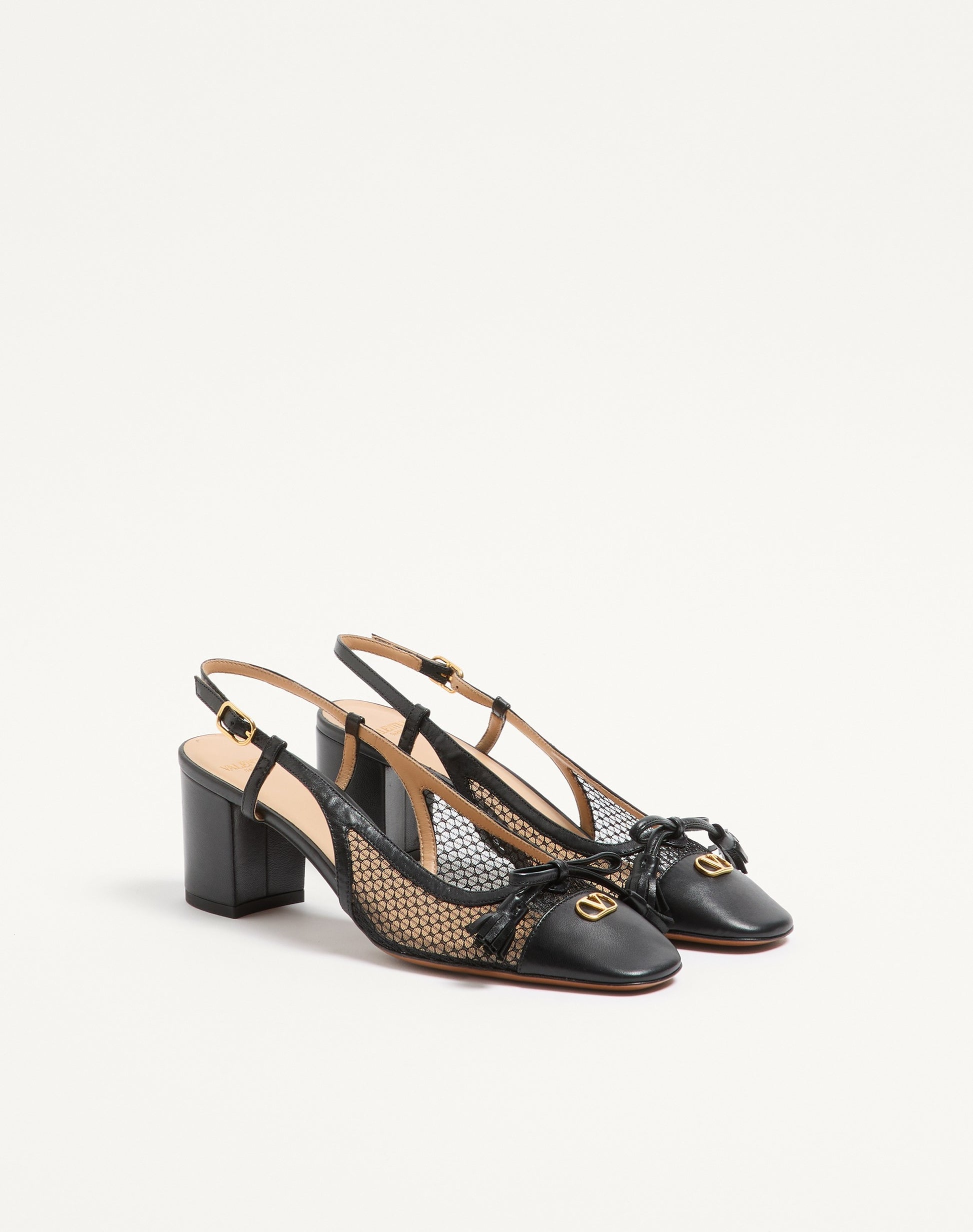 Valet Du Roi Slingback Pump In Mesh And Kidskin 60mm