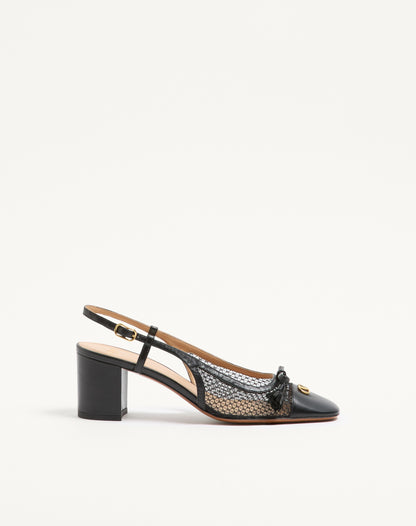 Valet Du Roi Slingback Pump In Mesh And Kidskin 60mm