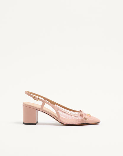 Valet Du Roi Slingback Pump In Mesh And Kidskin 60mm