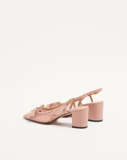 Valet Du Roi Slingback Pump In Mesh And Kidskin 60mm