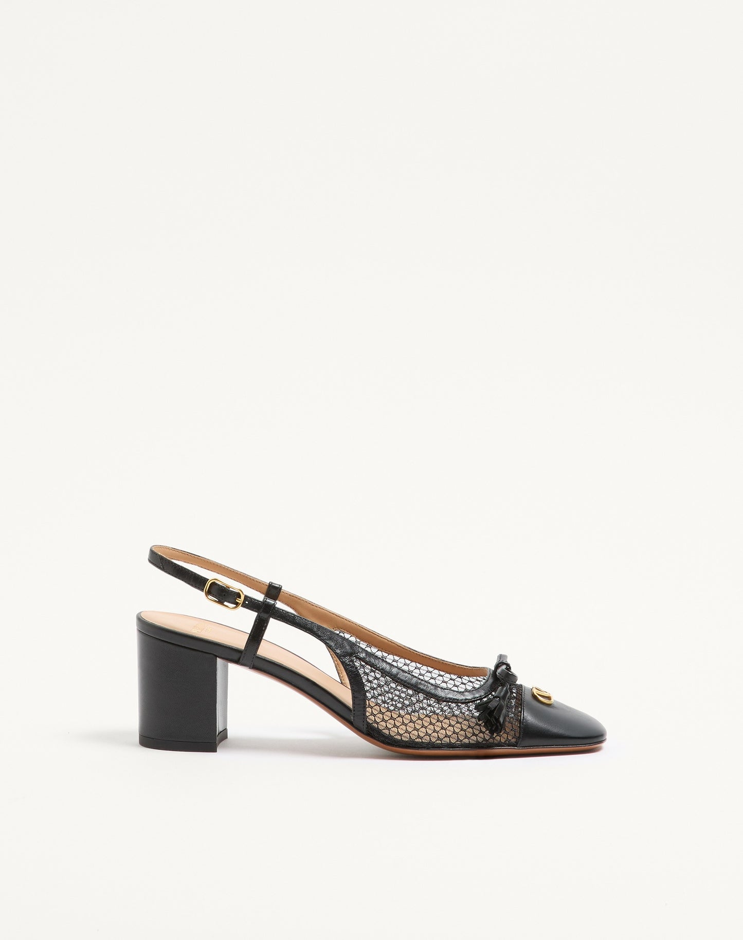 Valet Du Roi Slingback Pump In Mesh And Kidskin 60mm