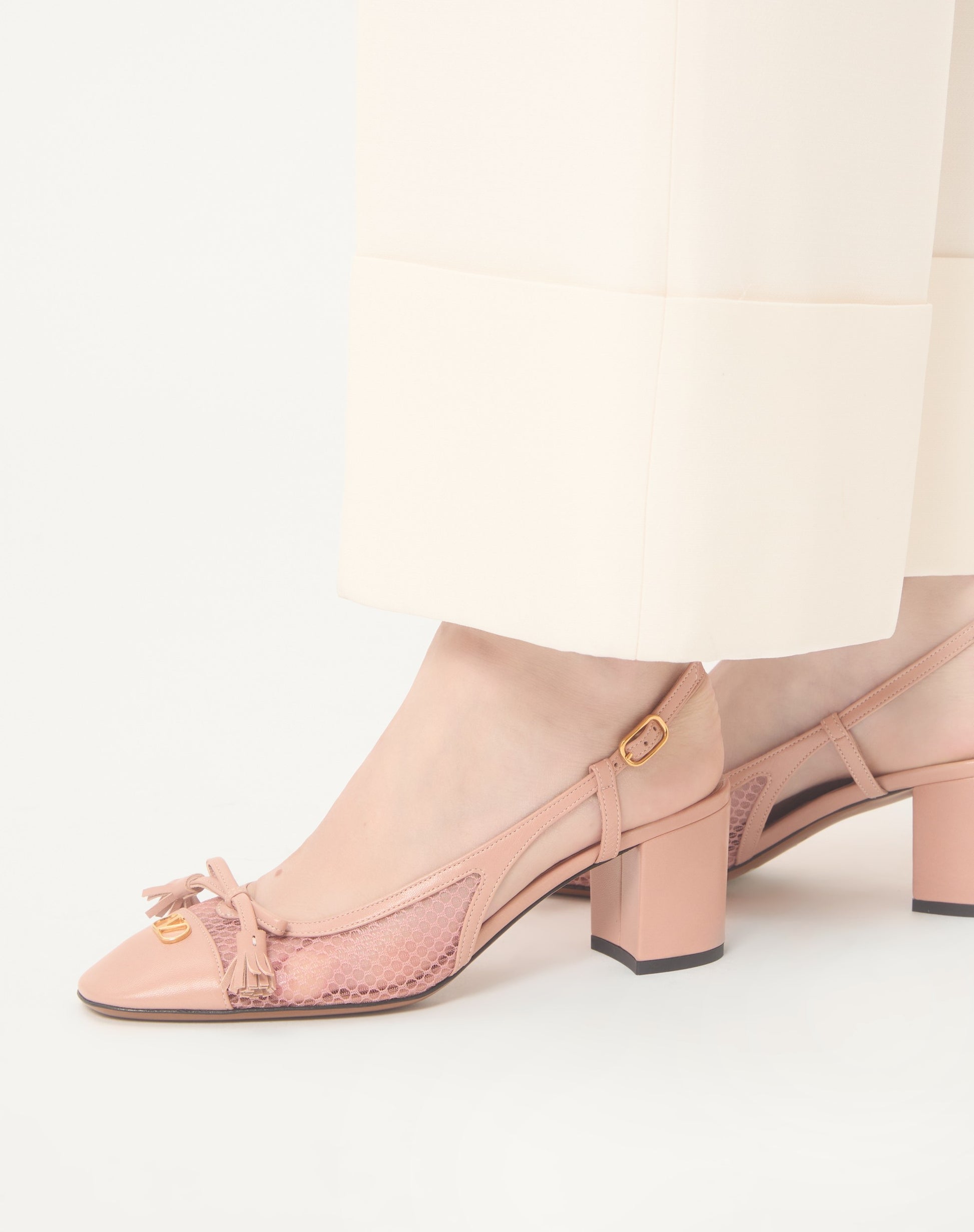 Valet Du Roi Slingback Pump In Mesh And Kidskin 60mm