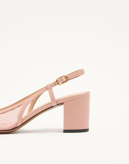 Valet Du Roi Slingback Pump In Mesh And Kidskin 60mm