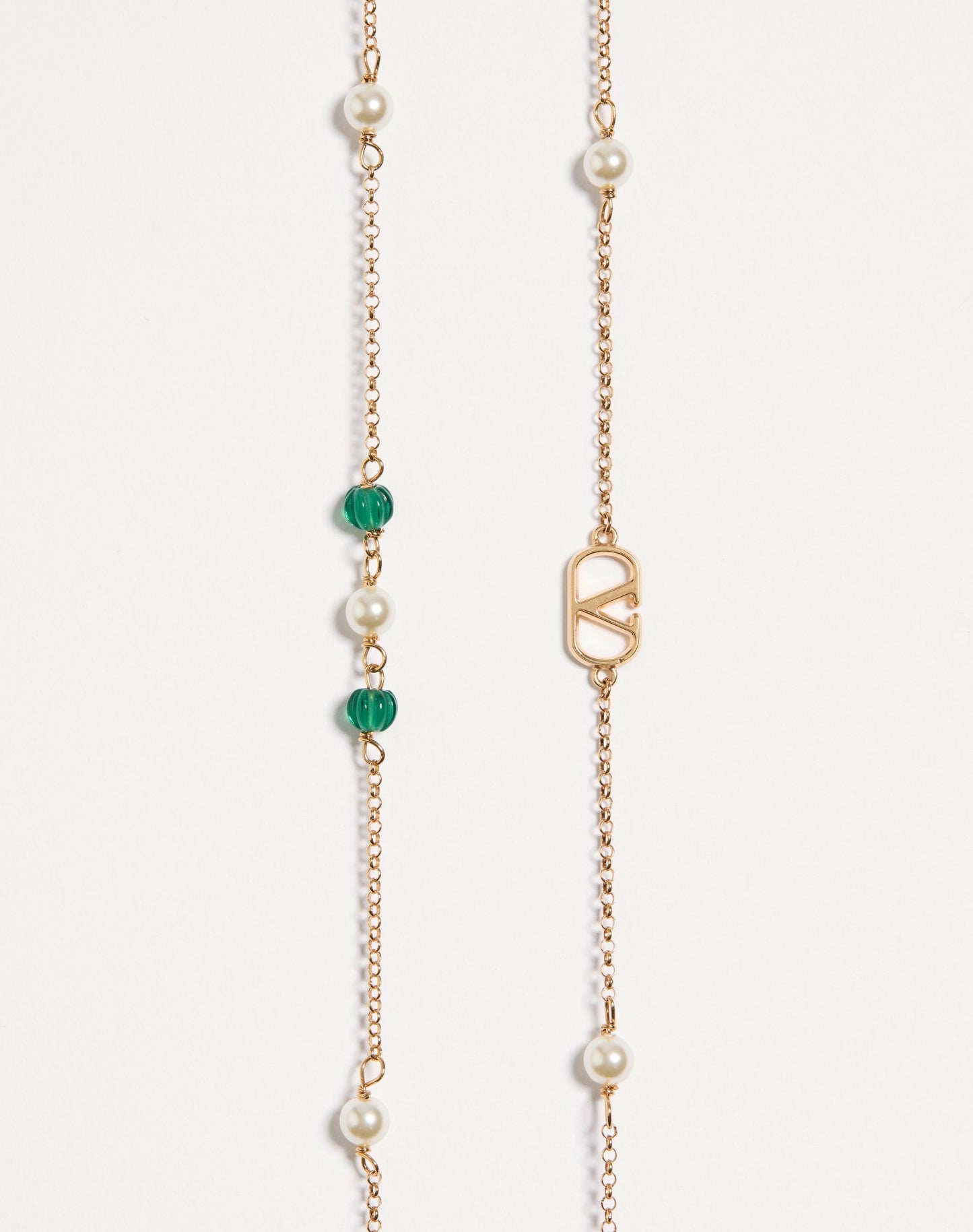 Vlogo Signature Long Necklace In Metal, Pearls And Knurled Glass