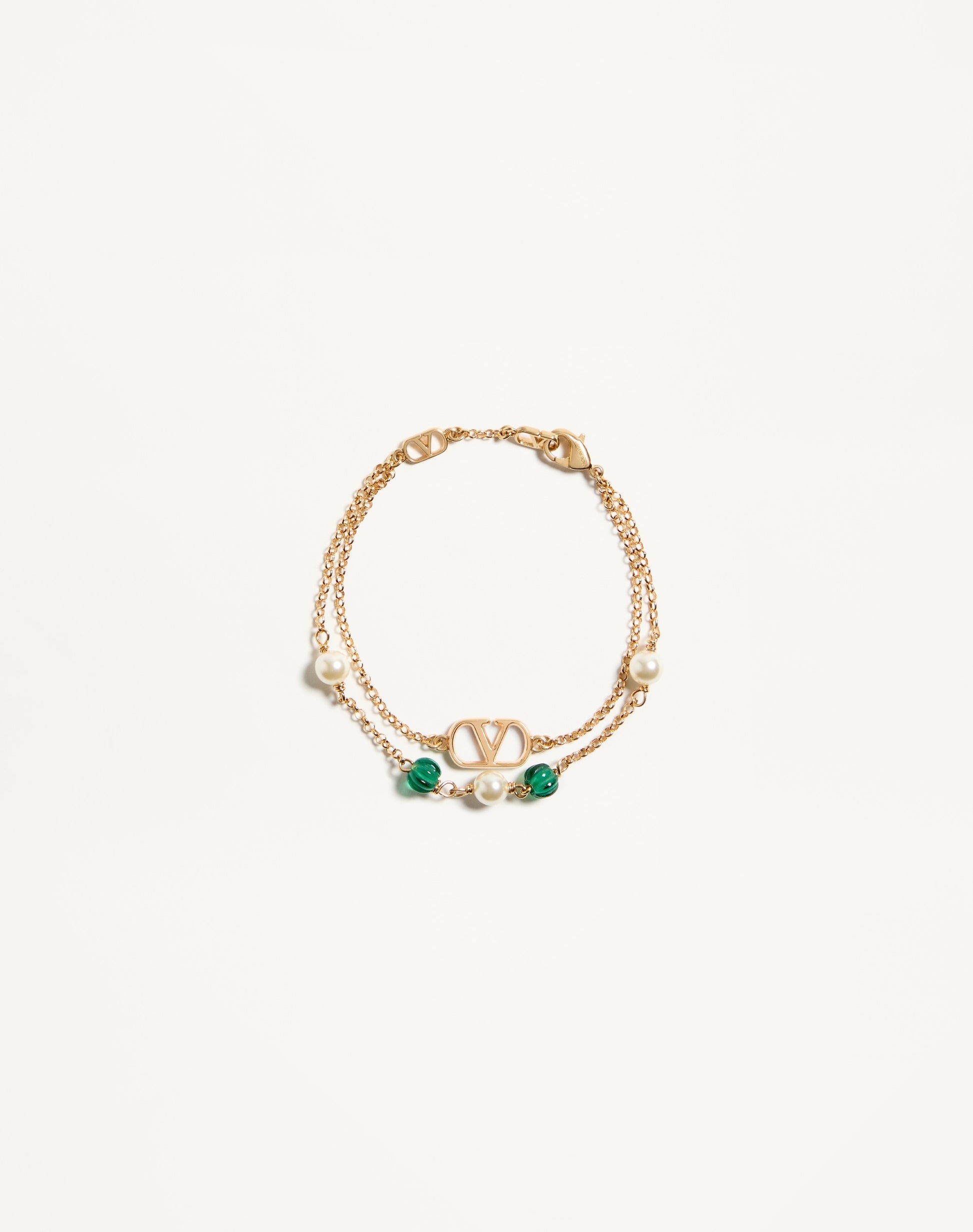 Vlogo Signature Metal, Pearl And Knurled Glass Bracelet