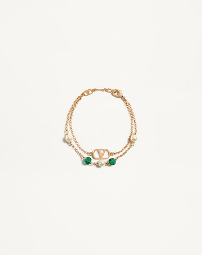 Vlogo Signature Metal, Pearl And Knurled Glass Bracelet