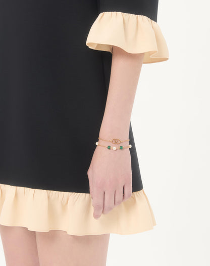 Vlogo Signature Metal, Pearl And Knurled Glass Bracelet