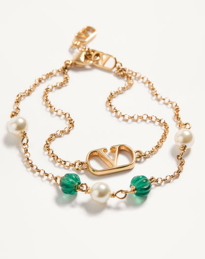 Vlogo Signature Metal, Pearl And Knurled Glass Bracelet