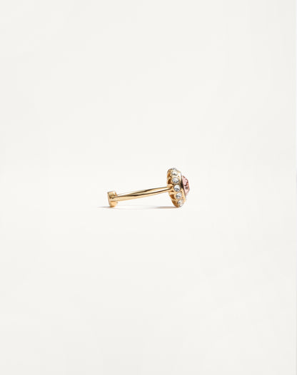 Vlogo Signature Ring In Metal, Enamel And Crystals