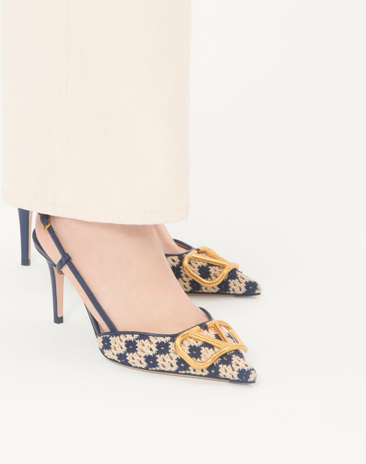 Vlogo Signature Slingback Pumps In Crochet Fabric 80mm