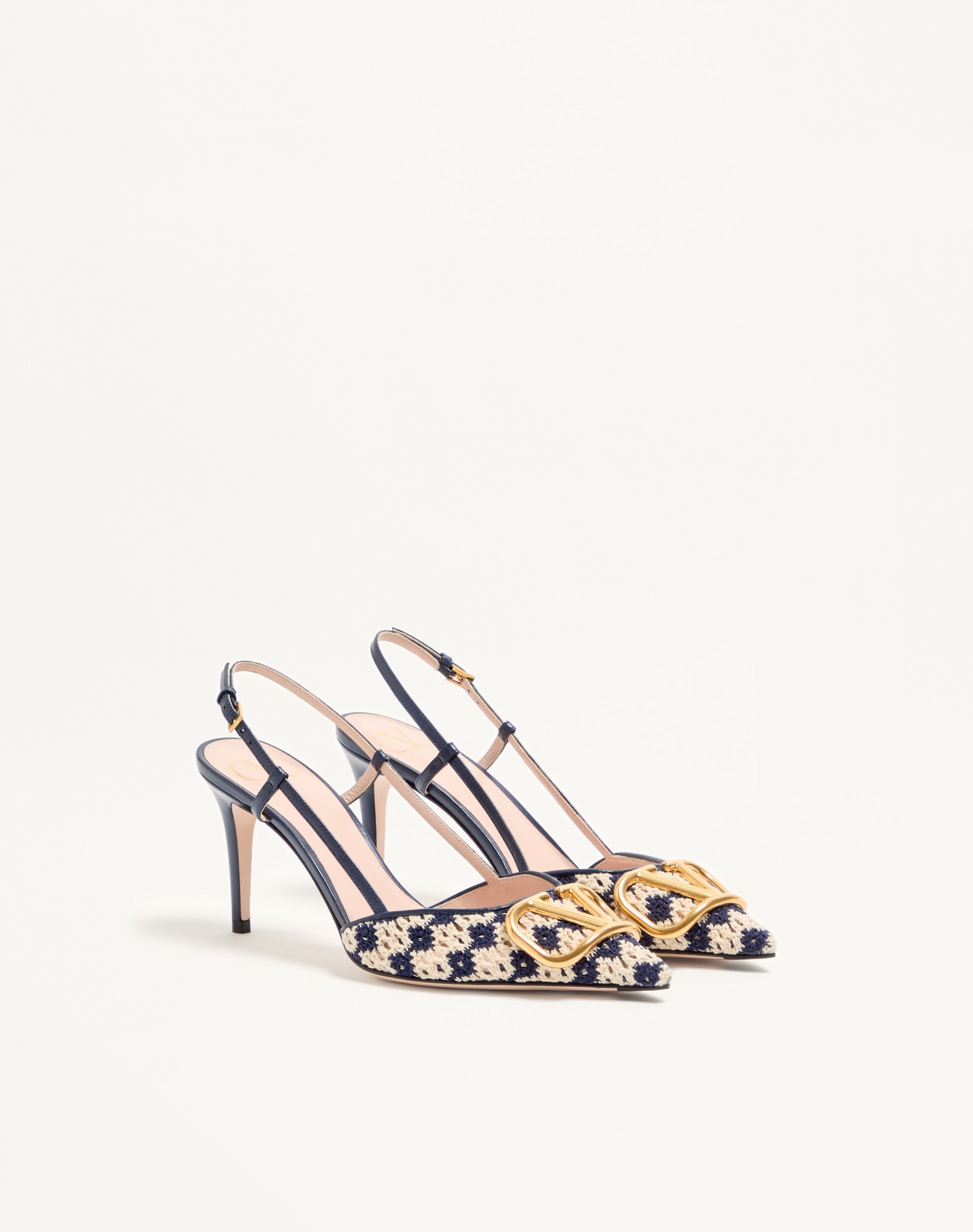 Vlogo Signature Slingback Pumps In Crochet Fabric 80mm