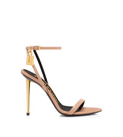 Shiny Leather Padlock Pointy Naked Sandal