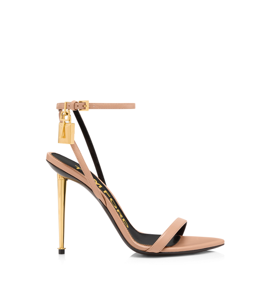 Shiny Leather Padlock Pointy Naked Sandal