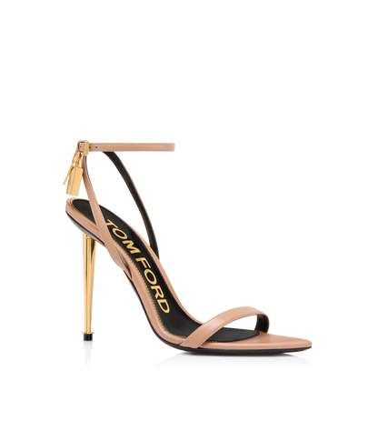 Shiny Leather Padlock Pointy Naked Sandal