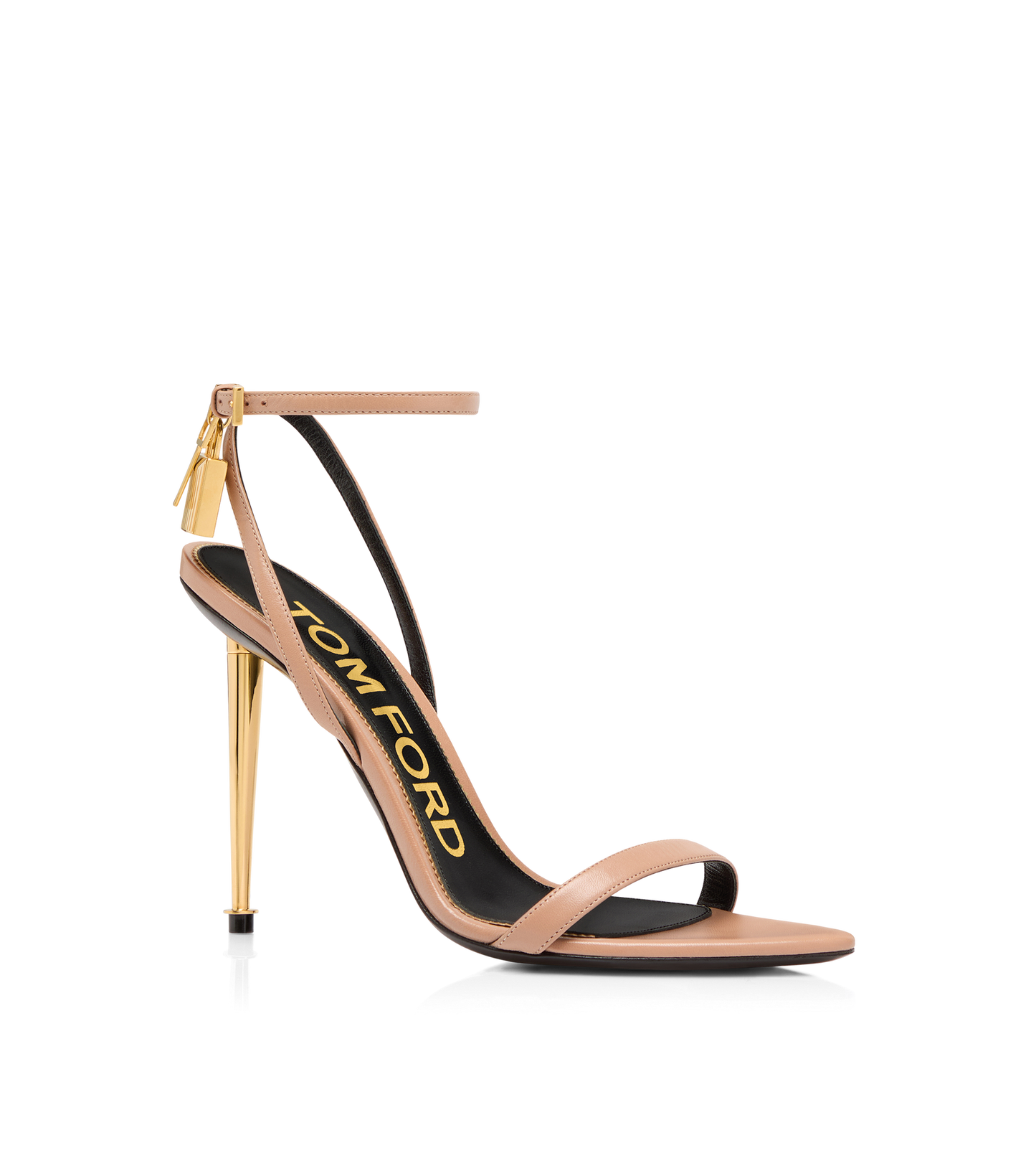 Shiny Leather Padlock Pointy Naked Sandal