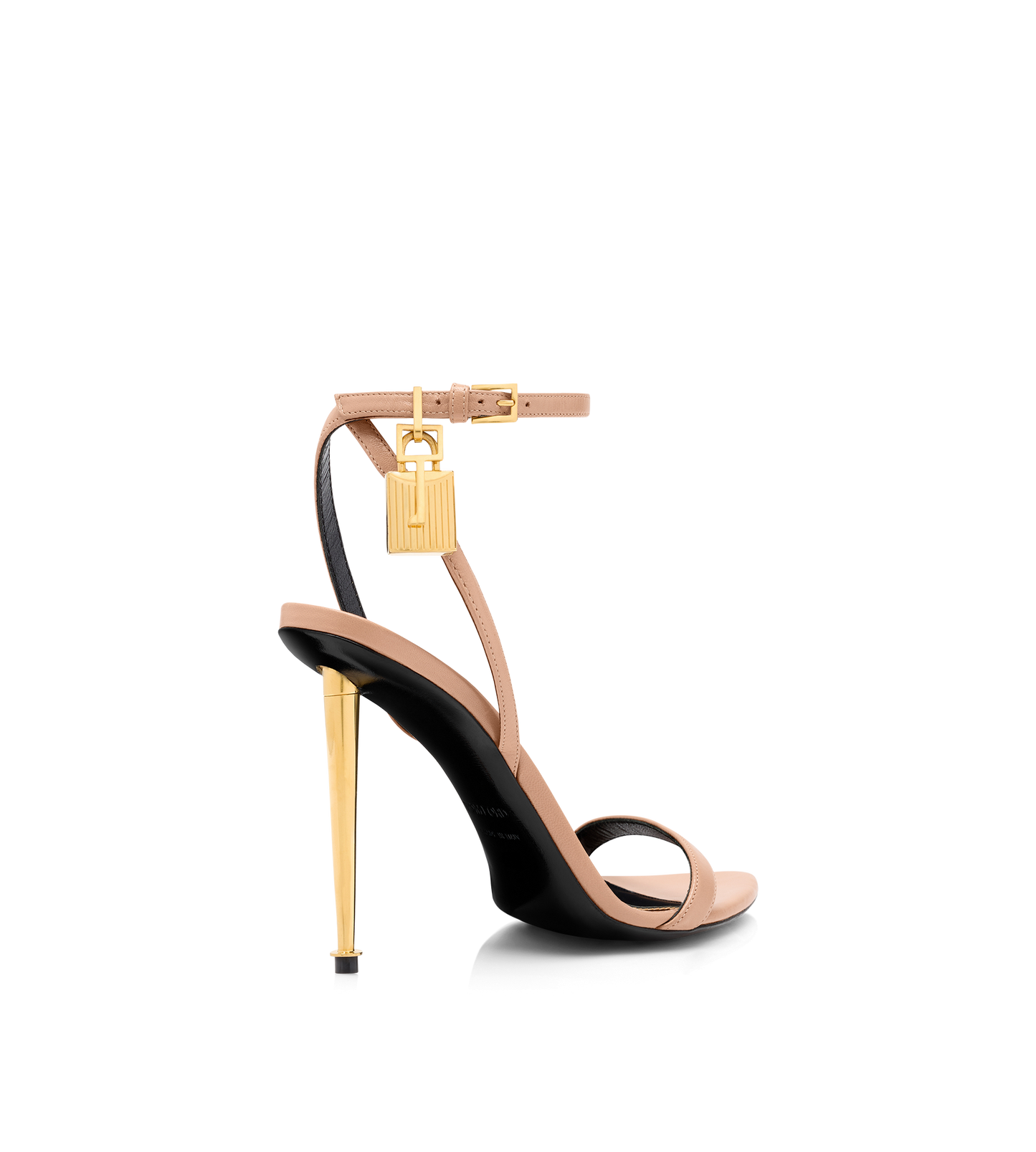 Shiny Leather Padlock Pointy Naked Sandal