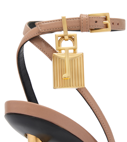 Shiny Leather Padlock Pointy Naked Sandal