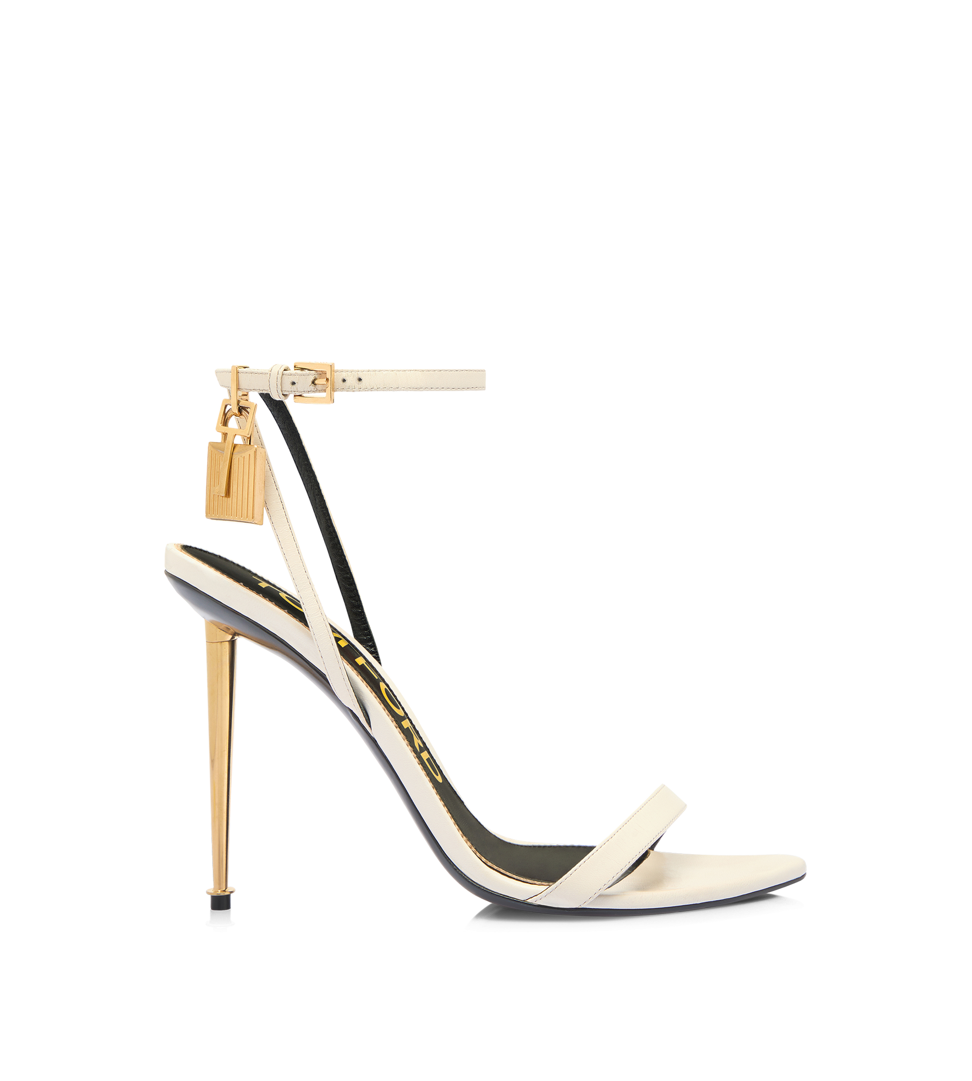Shiny Leather Padlock Pointy Naked Sandal