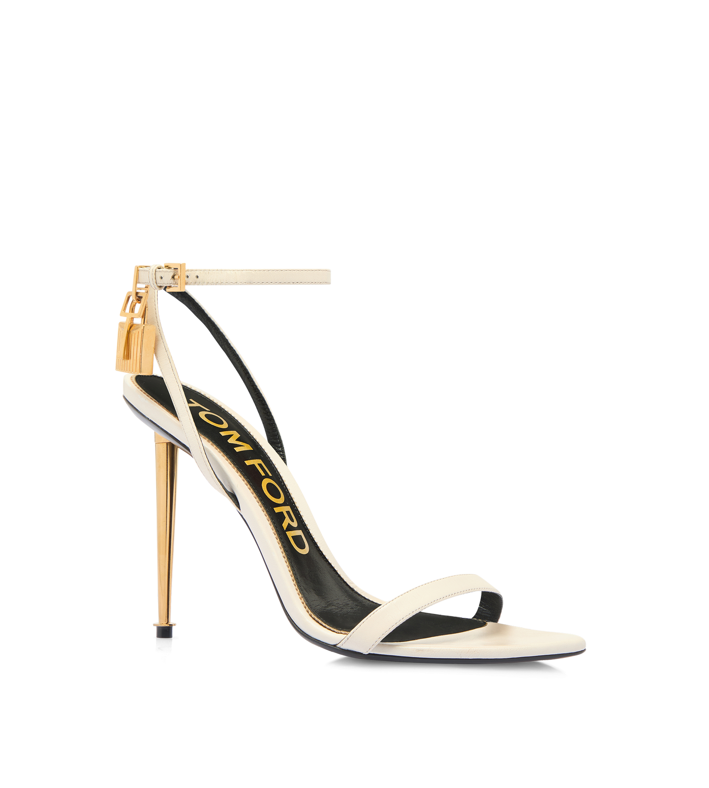 Shiny Leather Padlock Pointy Naked Sandal