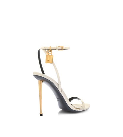 Shiny Leather Padlock Pointy Naked Sandal