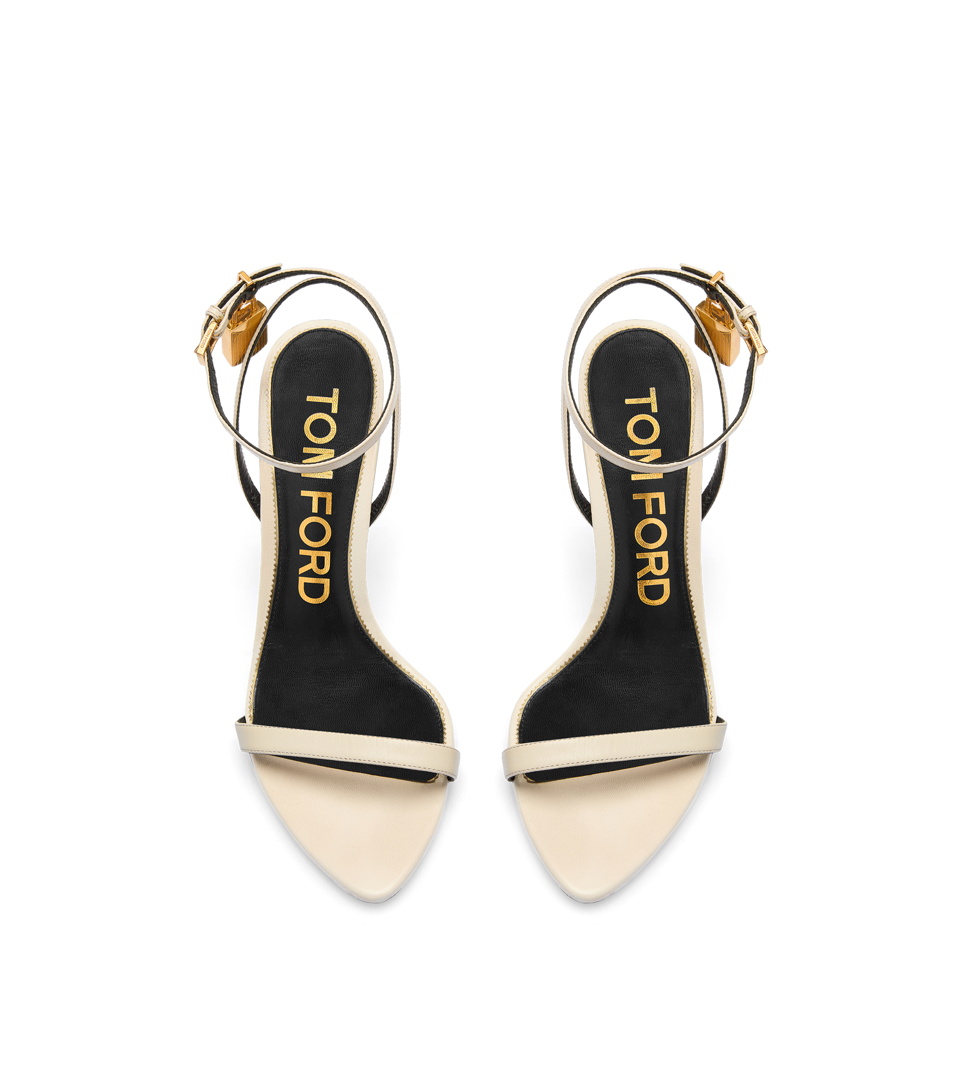 Shiny Leather Padlock Pointy Naked Sandal