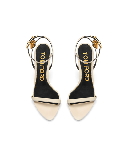 Shiny Leather Padlock Pointy Naked Sandal