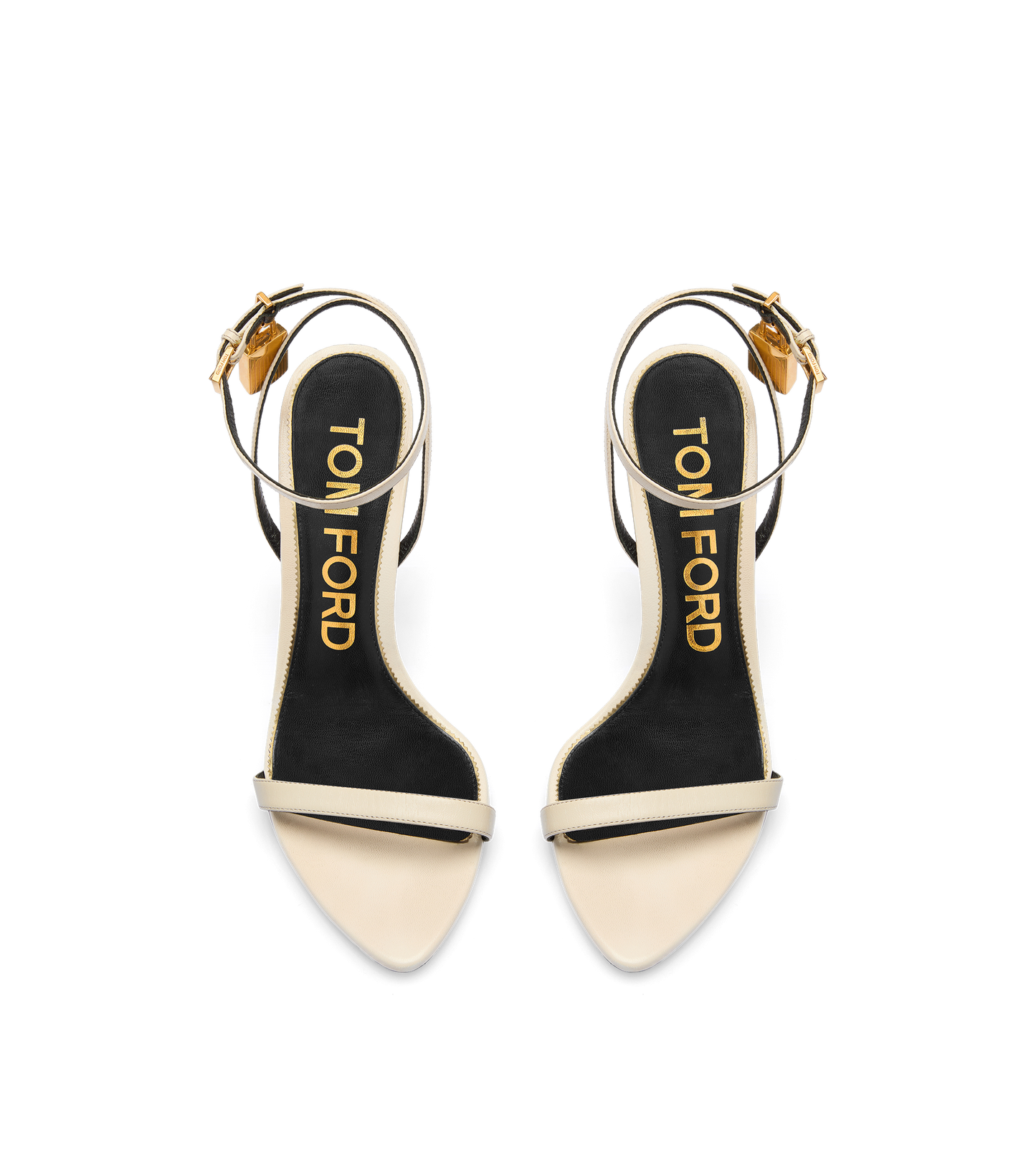Shiny Leather Padlock Pointy Naked Sandal