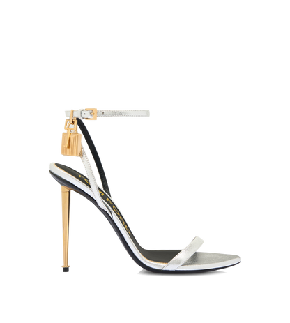 Laminated Nappa Leather Padlock Pointy Naked Sandal