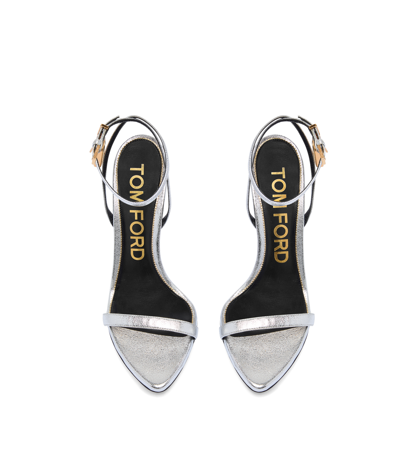 Laminated Nappa Leather Padlock Pointy Naked Sandal