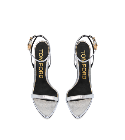 Laminated Nappa Leather Padlock Pointy Naked Sandal