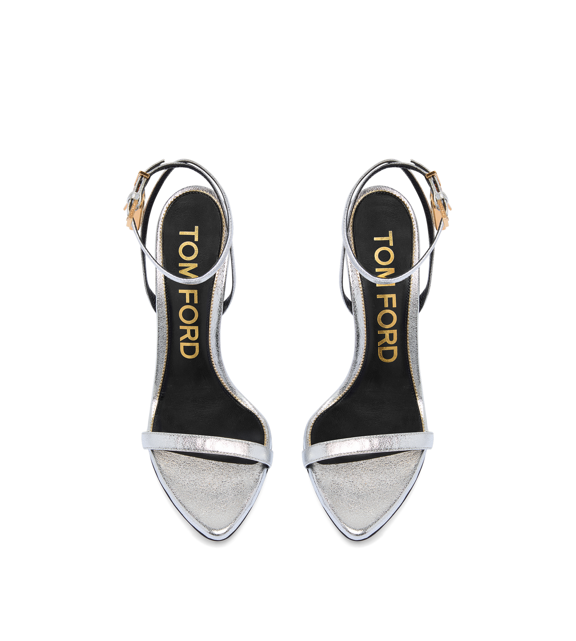 Laminated Nappa Leather Padlock Pointy Naked Sandal