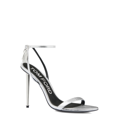 Laminated Nappa Leather Padlock Pointy Naked Sandal