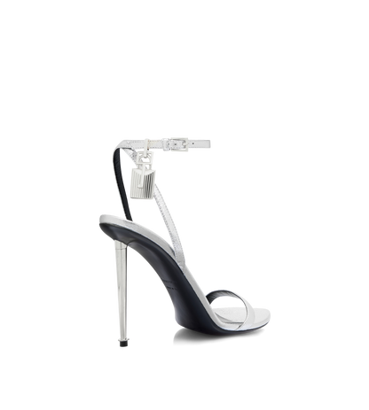 Laminated Nappa Leather Padlock Pointy Naked Sandal