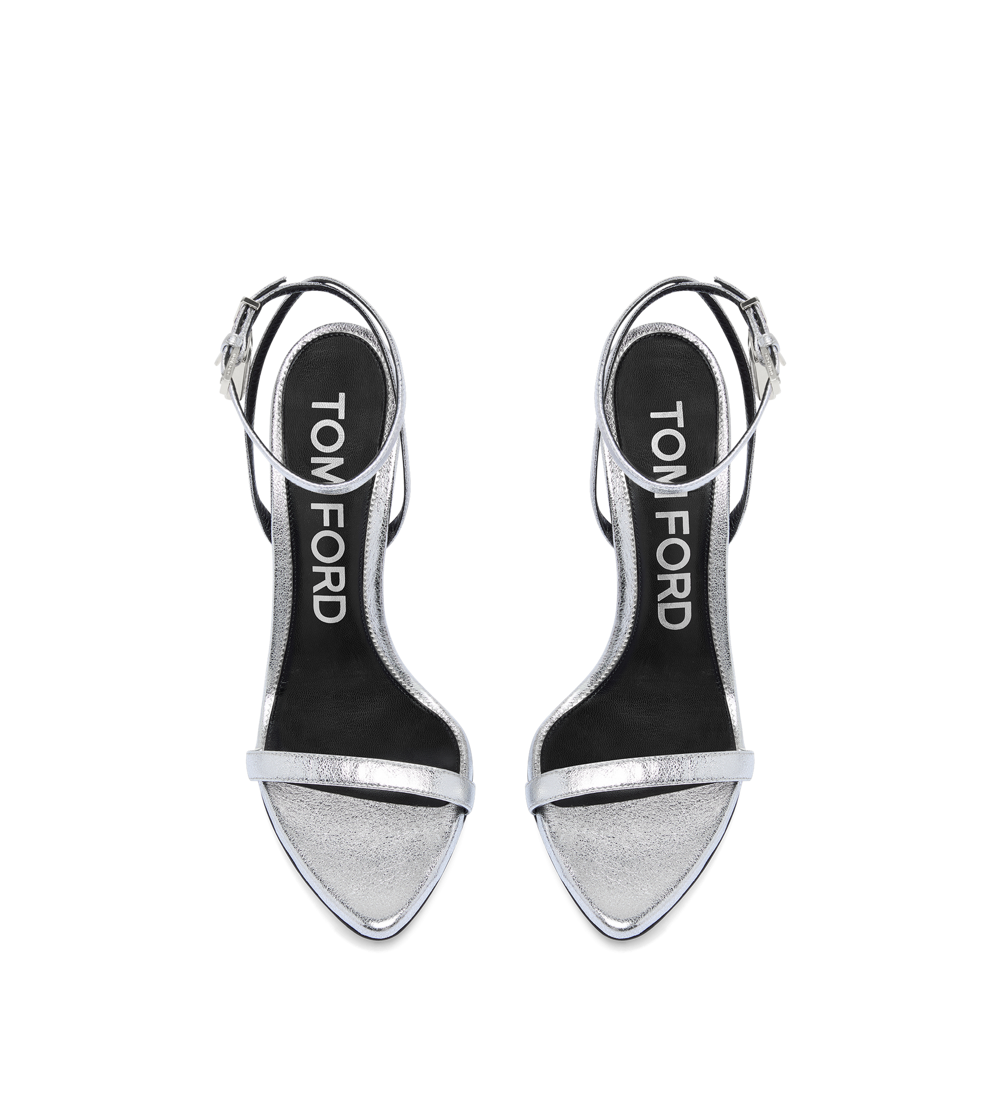 Laminated Nappa Leather Padlock Pointy Naked Sandal
