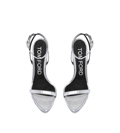 Laminated Nappa Leather Padlock Pointy Naked Sandal