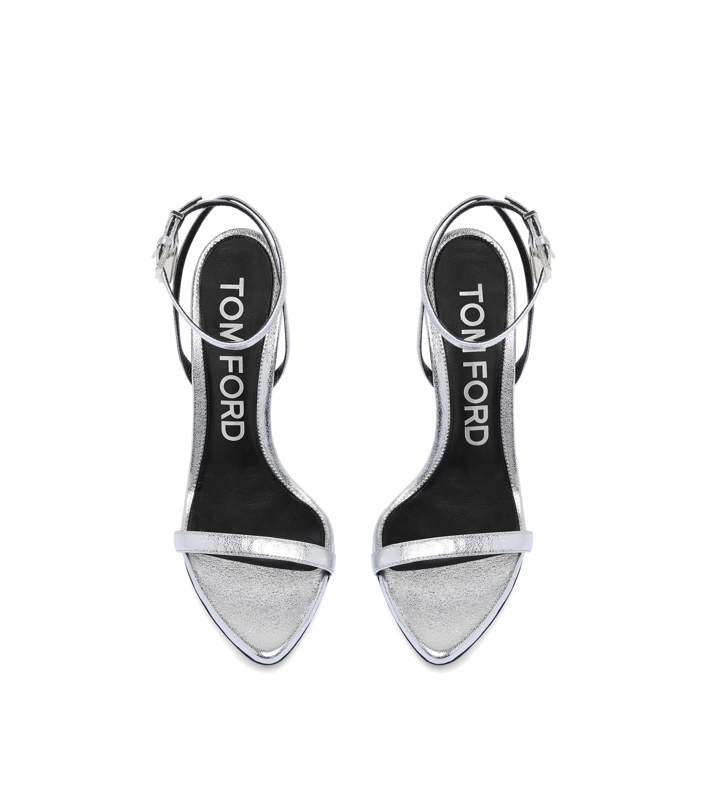 Laminated Nappa Leather Padlock Pointy Naked Sandal