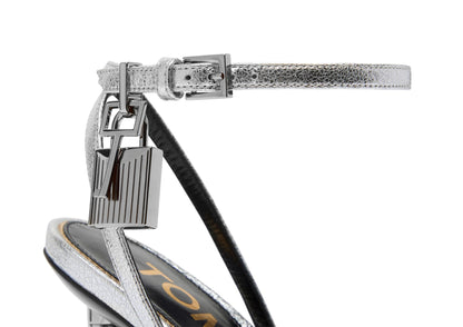 Laminated Nappa Leather Padlock Pointy Naked Sandal