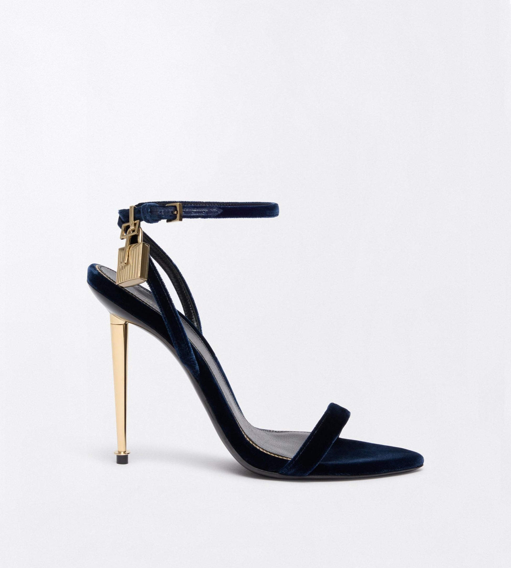 Velvet Padlock Pointy Naked Sandal