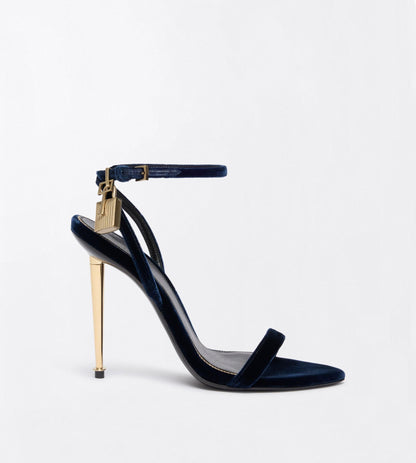 Velvet Padlock Pointy Naked Sandal