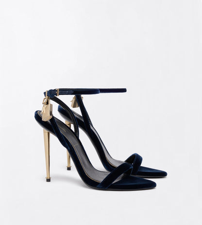 Velvet Padlock Pointy Naked Sandal